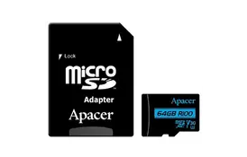 Карта памяти Apacer 64GB microSDHC class 10 UHS-I U1 V10 (AP64GMCSX10U7-R) - Фото