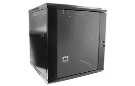 Шкаф настенный Hypernet 12U 19" 600x450, glass door, black (WMNC-12U-FLAT-BLACK) - Фото