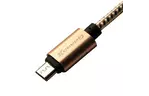 Дата кабель USB 2.0 AM to Micro 5P 1.0m Yellow-Black/Gold Grand-X (FM01YBG)