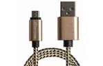 Дата кабель USB 2.0 AM to Micro 5P 1.0m Yellow-Black/Gold Grand-X (FM01YBG)