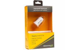Зарядний пристрій Grand-X CH-02W (12-24V, 2*USB 5V/2.1A) White (CH-02W) - Фото