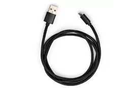 Дата кабель USB 2.0 AM to Micro 5P 1m nylon black Vinga (VCPDCMNB1BK) - Фото