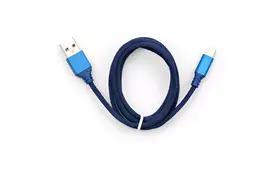 Дата кабель USB 2.0 AM to Lightning nylon 1m blue Vinga (VCPDCLNB21B) - Фото