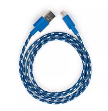 Дата кабель USB 2.0 AM to Type-C 2color nylon 1m blue Vinga (VCPDCTCNB31B)