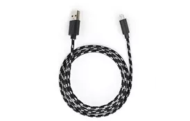 Дата кабель USB 2.0 AM to Micro 5P 2color nylon 1m black Vinga (VCPDCMBN31BK) - Фото