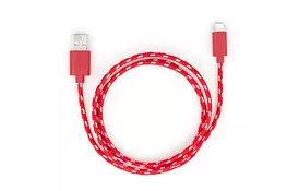 Дата кабель USB 2.0 AM to Lightning 2color nylon 1m red Vinga (VCPDCLNB31R) - Фото