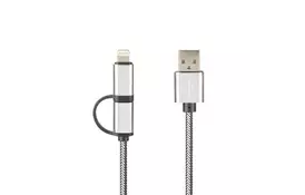 Дата кабель USB 2.0 AM to Lightning + Micro 5P Pro Combo Silver Gelius (65133) - Фото