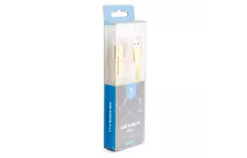 Дата кабель USB 2.0 AM to Lightning + Micro 5P 1.0m flat yellow Vinga (VRC791Y) - Фото