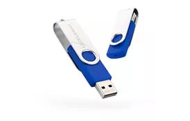 USB флеш накопитель eXceleram 32GB P1 Series Silver/Blue USB 2.0 (EXP1U2SIBL32) - Фото