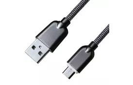 Дата кабель USB 2.0 AM to Micro 5P 1.0m 1.5A, Dark Silver Grand-X (MM02DS) - Фото
