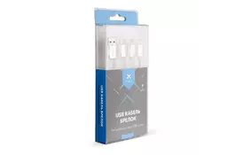 Дата кабель USB 2.0 AM to Lightning + Micro 5P + Type-C 0.2m silver Vinga (VRC121S) - Фото