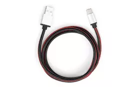 Дата кабель USB 2.0 AM to Type-C 1m pu leather black Vinga (VCPDCTCLS1BK) - Фото