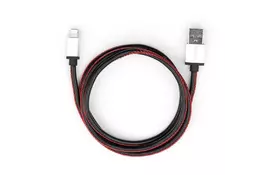 Дата кабель USB 2.0 AM to Lightning 1m pu leather black Vinga (VCPDCLLS1BK) - Фото