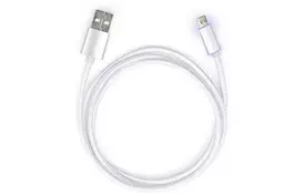 Дата кабель USB 2.0 AM to Micro 5P 1m LED silver Vinga (VCPDCMLED1S) - Фото