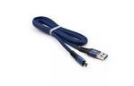 Дата кабель USB 2.0 AM to Micro 5P 1m flat nylon blue Vinga (VCPDCMFNB1B)