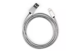 Дата кабель USB 2.0 AM to Lightning 1m stainless steel silver Vinga (VCPDCLSSJ1S) - Фото