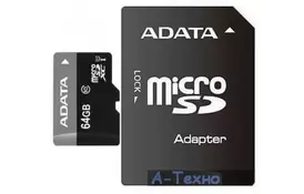 Карта памяти ADATA 64GB microSD class 10 UHS-I (AUSDX64GUICL10-RA1) - Фото