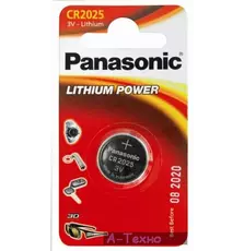 Батарейка PANASONIC CR 2025 Lithium * 1 (CR-2025EL/1B)