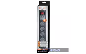 Подовжувач мережі REAL-EL RS-5 USB CHARGE 3m, black (EL122500003) - Фото