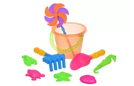 Набор для игры с песком Same Toy с Воздушной вертушкой (оранжевое ведерко) 9 шт (HY-1206WUT-4) - Фото