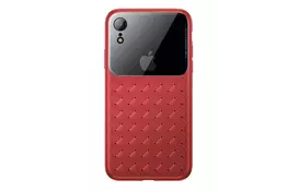 Чехол Baseus для iPhone XR Glass & Weaving Red - Фото