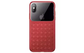 Чехол Baseus для iPhone XS/X Glass & Weaving Red - Фото