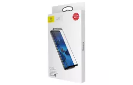 Стекло Baseus для S9+ All-Screen Arc-Surface TempeRed Glass Film 0.3mm Black - Фото