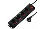 Сетевой фильтр питания HAMA 4 розетки, black (00137257)