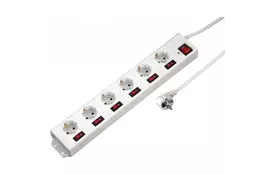 Сетевой фильтр питания HAMA 6 розеток, white (00137239) - Фото