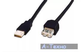 Кабель USB (AM/AF) удлинитель ASSMANN 5.0м, black - Фото