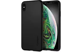 Чехол + стекло Spigen для iPhone XS Max Thin Fit 360 Black - Фото