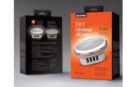 Зарядное устройство ColorWay 4*USB 4.4А + LED лампа 310 Lm (CW-CHL44A) - Фото
