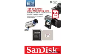 Карта памяти SANDISK 64GB microSDXC class 10 High Endurance Video Monitoring (SDSDQQ-064G-G46A) - Фото