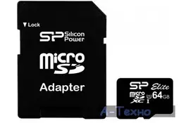 Карта памяти Silicon Power 64GB microSDXC Class 10 UHS-ISDR (SP064GBSTXBU1V10SP) - Фото