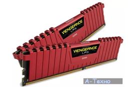 Модуль памяти для компьютера DDR4 16GB (2x8GB) 3000 MHz Vengeance LPX Red CORSAIR (CMK16GX4M2B3000C15R) - Фото