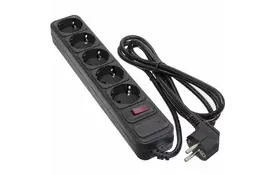 Сетевой фильтр питания PATRON 1.8 m3*1mm2 (SP-1052) 5 розеток BLACK (EXT-PN-SP-1052) - Фото