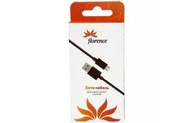 Дата кабель USB 2.0 AM to Micro 5P 0.3m Black Florence (DC20-03MUBK) - Фото
