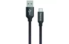 Дата кабель USB 2.0 AM to Type-C 1.0m 2.1А black ColorWay (CW-CBUC003-BK) - Фото