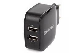 Зарядное устройство ColorWay New Techno 2USB 2.1A black (CW-CHS006-BK) - Фото