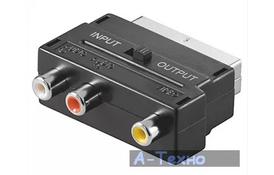 Перехідник SCART M - RCAx3 F, AV с переключателем China S0560 - Фото