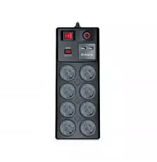 Сетевой фильтр питания REAL-EL RS-8F USB CHARGE 3m, black (EL122300004)