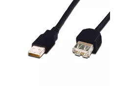 Кабель Digitus USB 2.0 (AM/AF) 1.8m, black (AK-300200-018-S) - Фото