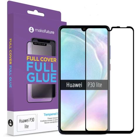 Стекло защитное MakeFuture для Huawei P30 Lite Black Full Cover Full Glue (MGF-HUP30L) - Фото 1