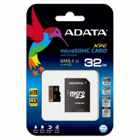Карта памяти ADATA 32GB microSD class 10 XPG UHS-I U3 (AUSDH32GXUI3-RA1) - Фото 1