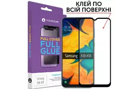 Стекло защитное MakeFuture для Samsung A30 (A305)/A50 (A505) Black Full Cover Full Glue (MGF-SA305/A505) - Фото