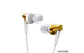 Наушники HF RM-575 White/Gold (mic + button call answering) Remax (42292) - Фото