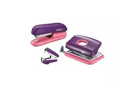 Набор Rapid: степлер + дырокол + антистеплер, фиолетовый/абрикосовый (5000372) - Фото