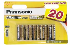 Батарейка PANASONIC AAA LR03 Alkaline Power * 20 (LR03REB/20BW) - Фото