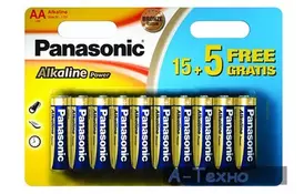 Батарейка PANASONIC LR06 Alkaline Power * 20 (LR6REB/20BW) - Фото