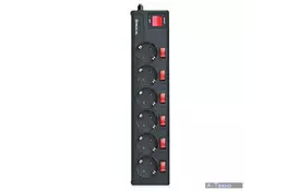 Сетевой фильтр питания REAL-EL RS-6 EXTRA 5m, black (EL122300003) - Фото